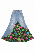 U.D.F Distressed Light Blue Denim Skirt - Front