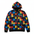 U.D.F Multicolor Puzzle Print Zip-Up Hoodie