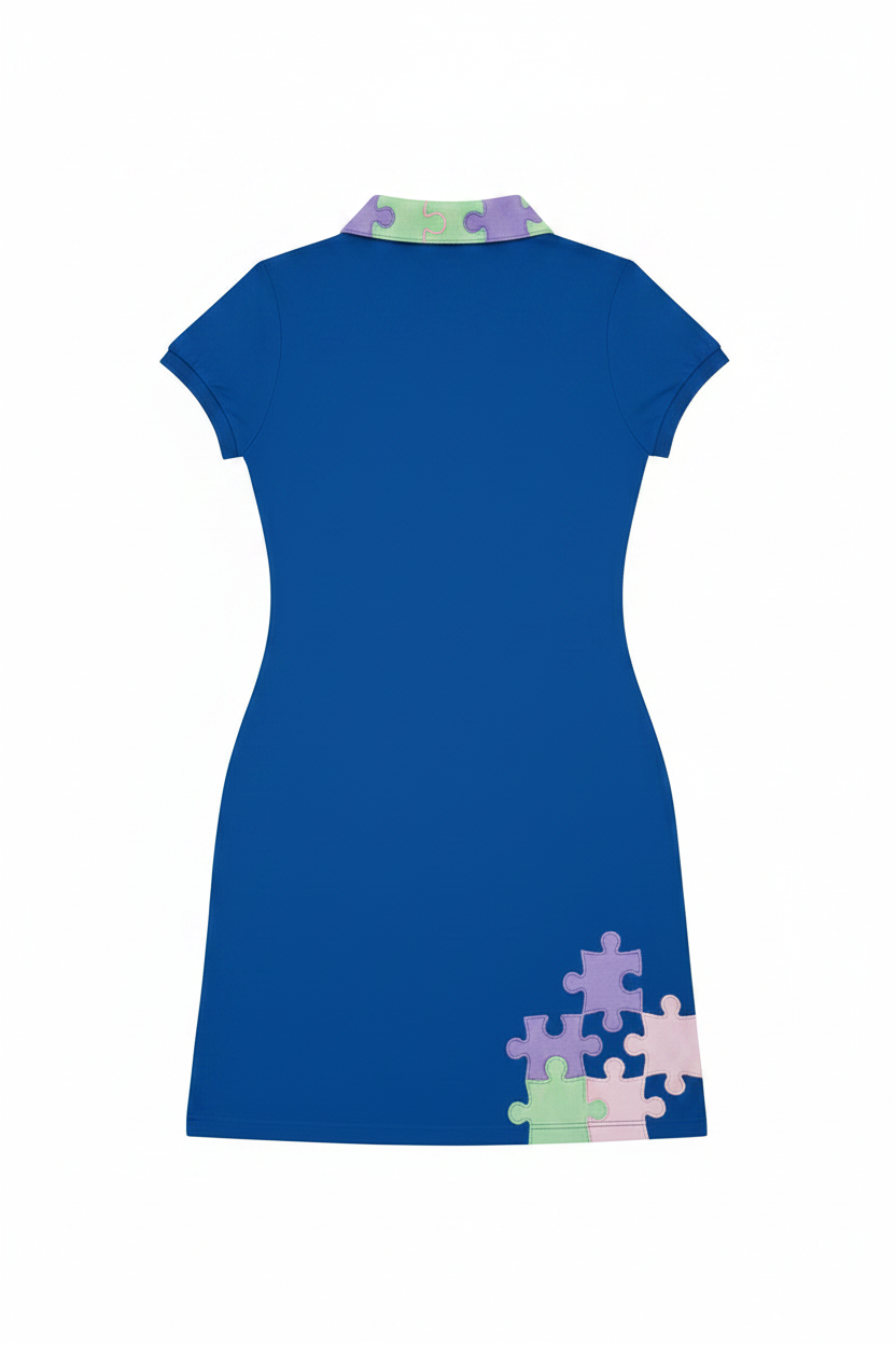 U.D.F Cobalt Blue Polo Tennis Dress - Back view