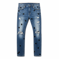 U.D.F Stonewashed Distressed Puzzle Denim Jeans - Front