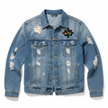 U.D.F Light Blue Distressed Puzzle Jean Jacket - Front