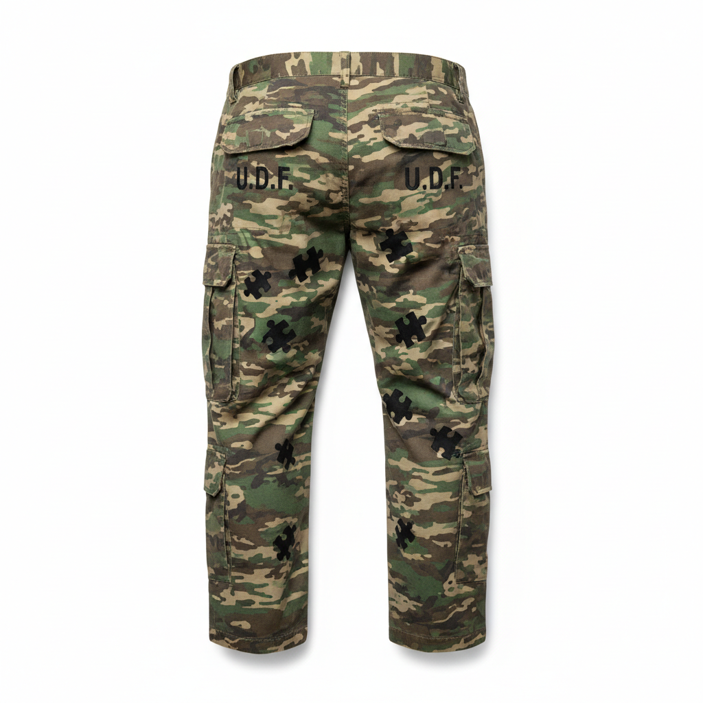 U.D.F Army Fatigue Black Puzzle Cargo Pants - Back