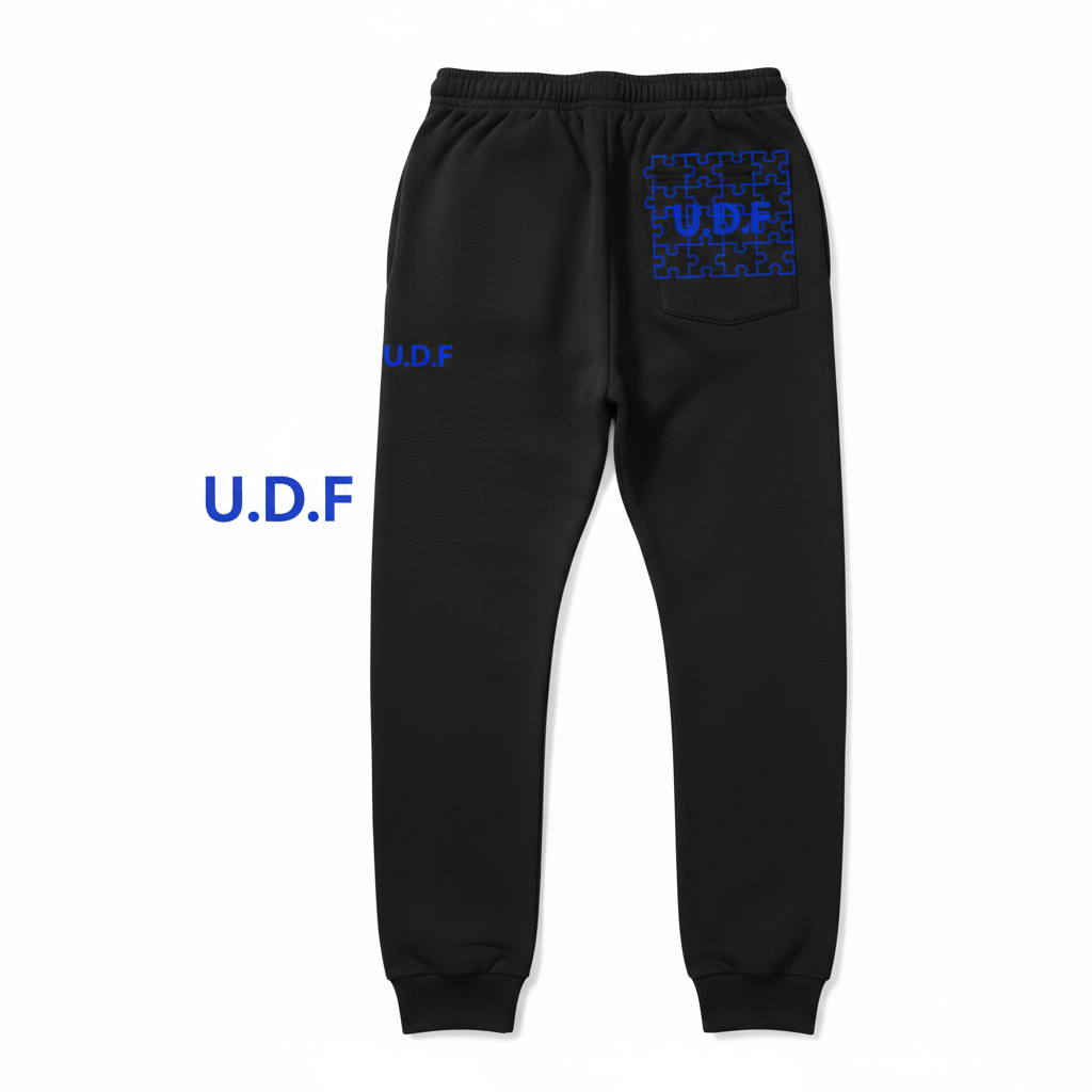 U.D.F Black Outlined Puzzle Joggers