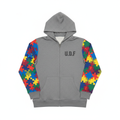 U.D.F Grey Puzzle Sleeve Zip-Up Hoodie