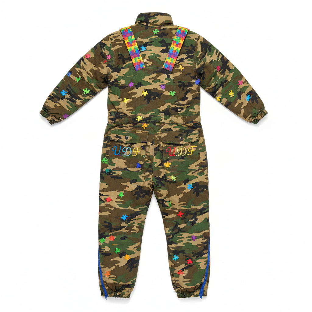 U.D.F Army Fatigue Multicolor Puzzle Snowsuit - Back