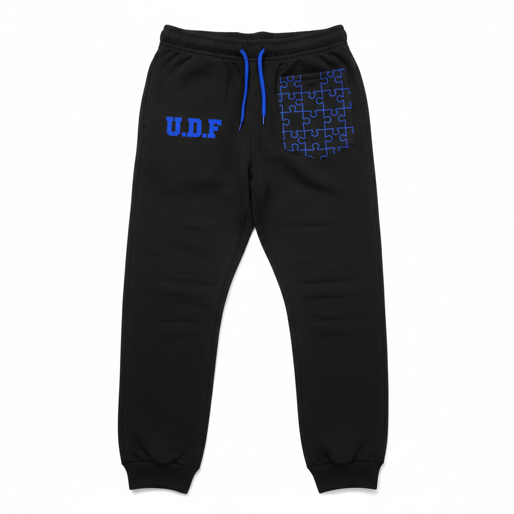 U.D.F Black & Royal Blue Puzzle Joggers